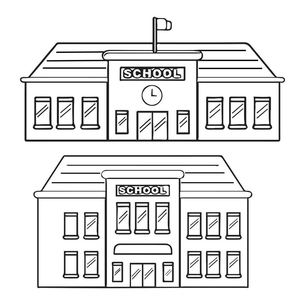 School Building icon in outline. vector