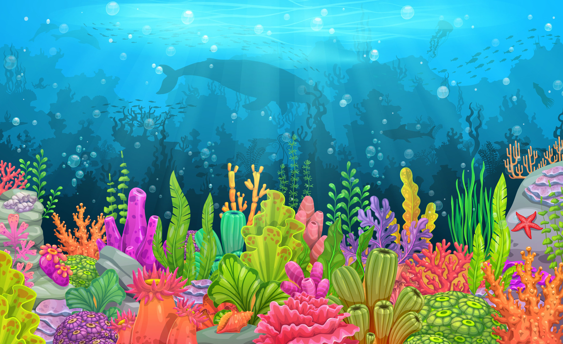 Underwater landscape with cartoon algae seaweeds 26620512 Vector Art at ...