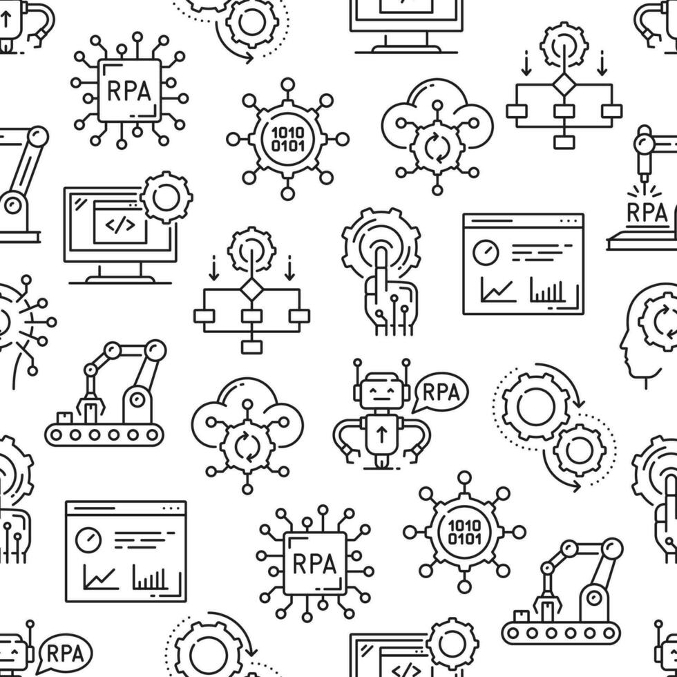 Robotic process automation line seamless patters vector