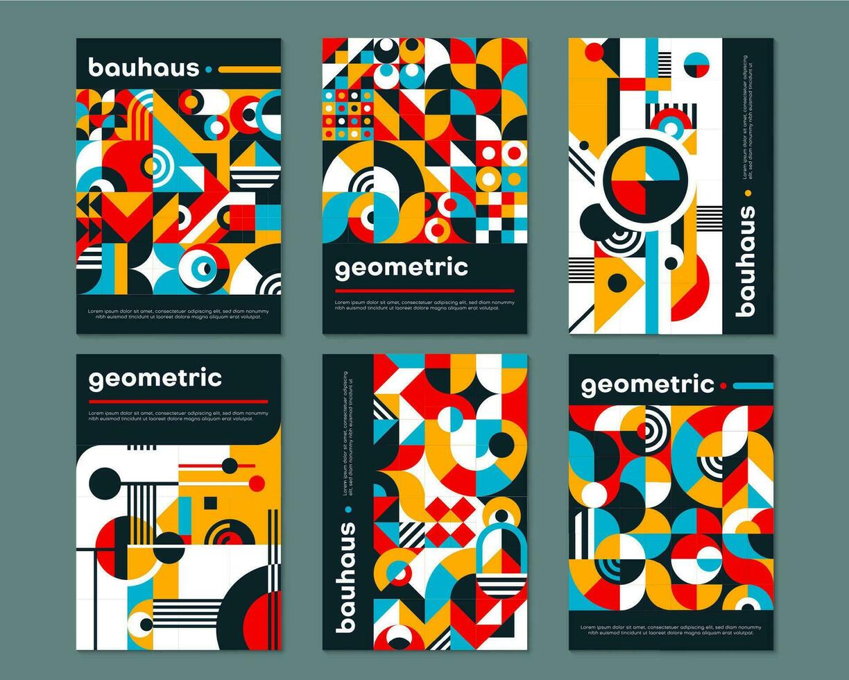 Bauhaus posters, geometric abstract patterns vector