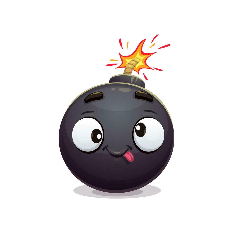 Cartoon bomb character with bewildered expression vector