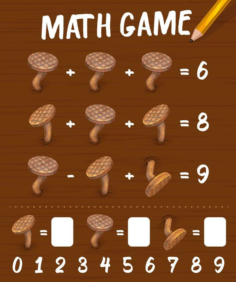 oxidado doblado clavos, matemáticas juego hoja de cálculo, niños examen vector