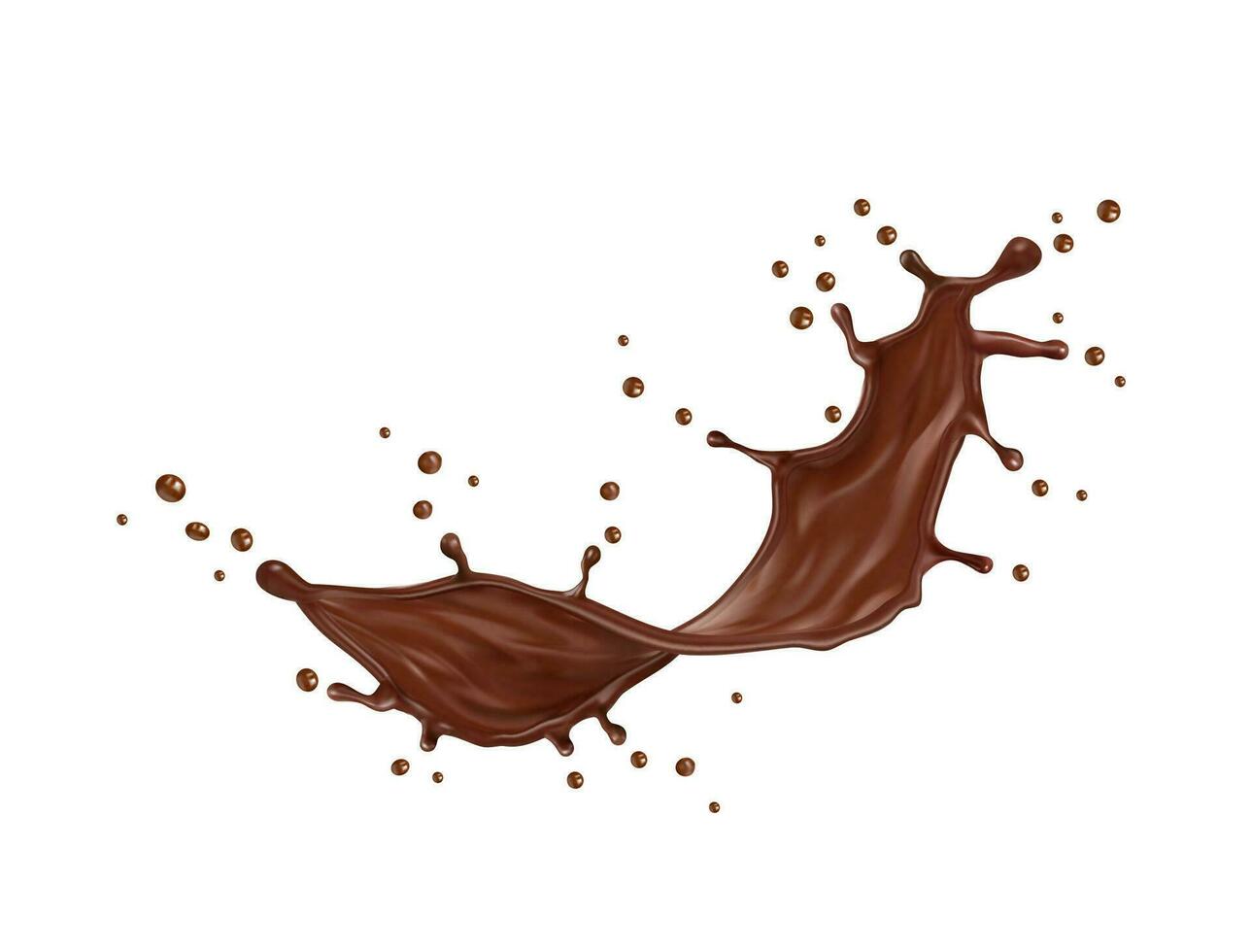 realista chocolate ola fluir chapoteo y salpicaduras vector
