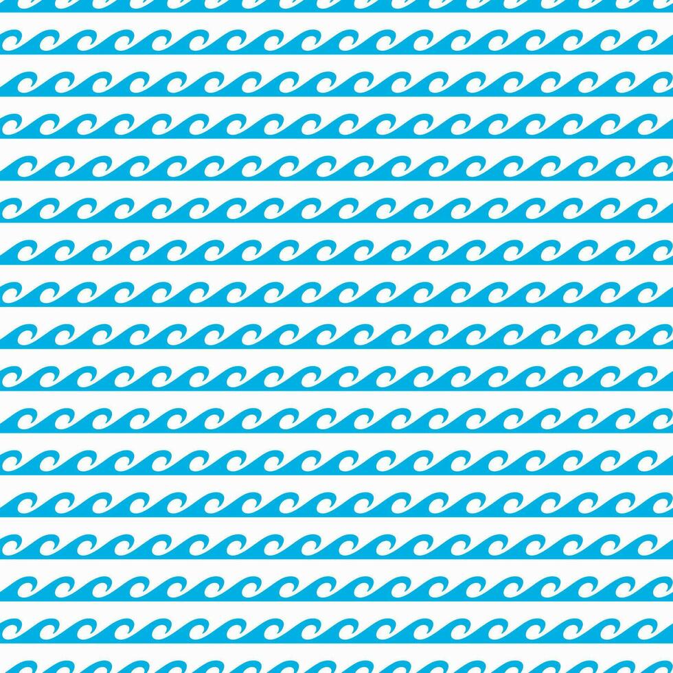 mar y Oceano azul olas sin costura patrón, vector