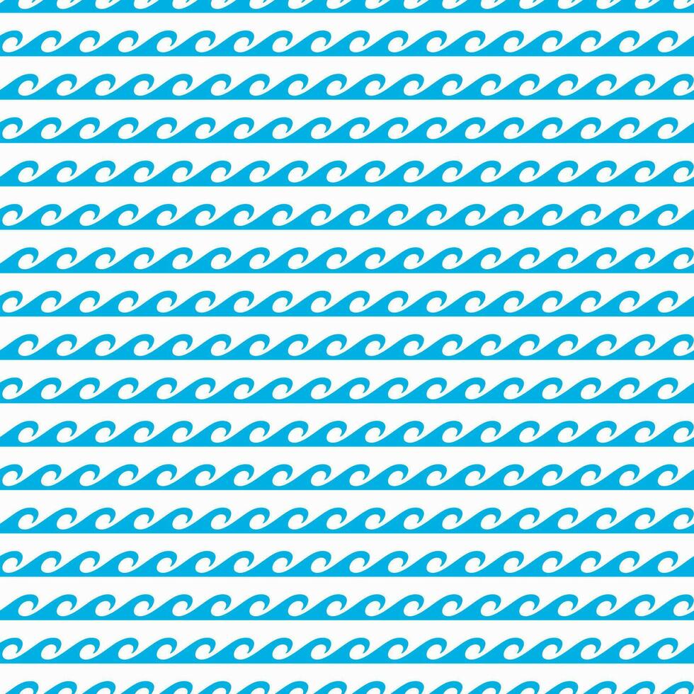 Sea and ocean blue waves seamless pattern, vector