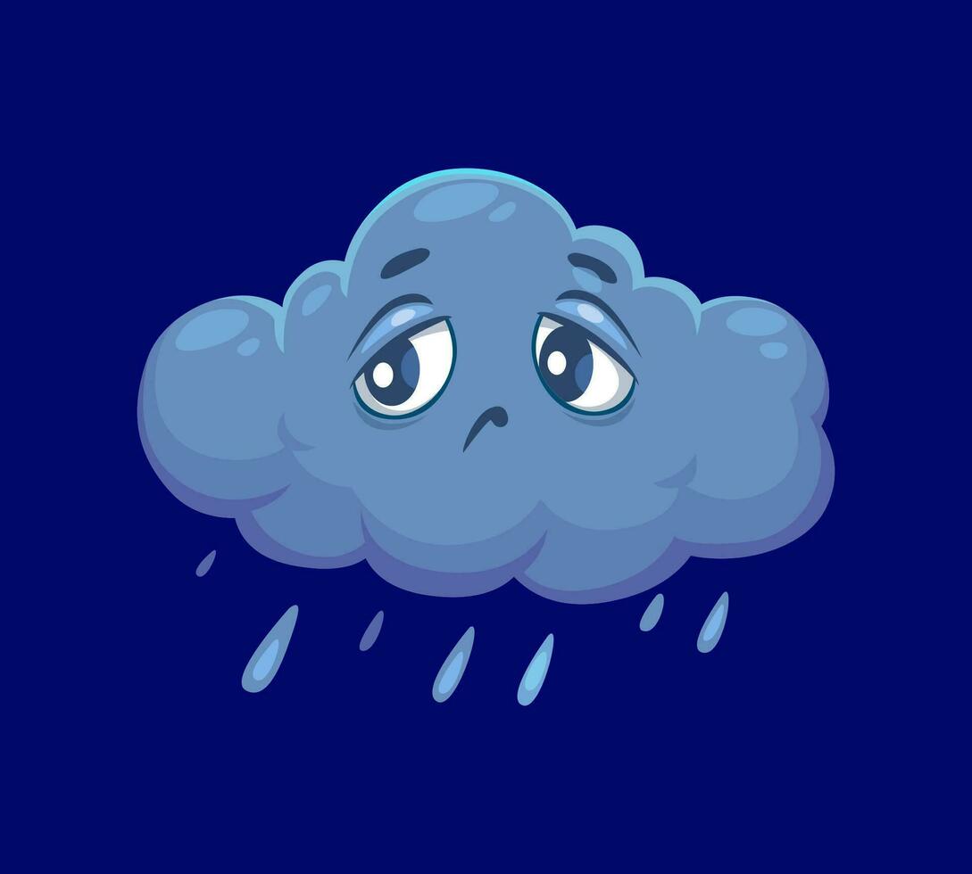 Cartoon cute cloud weather character with rain vector