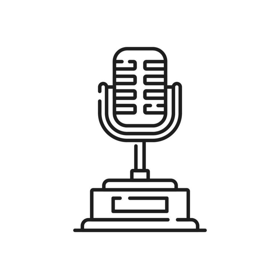 línea premio trofeo icono, micrófono música premio vector
