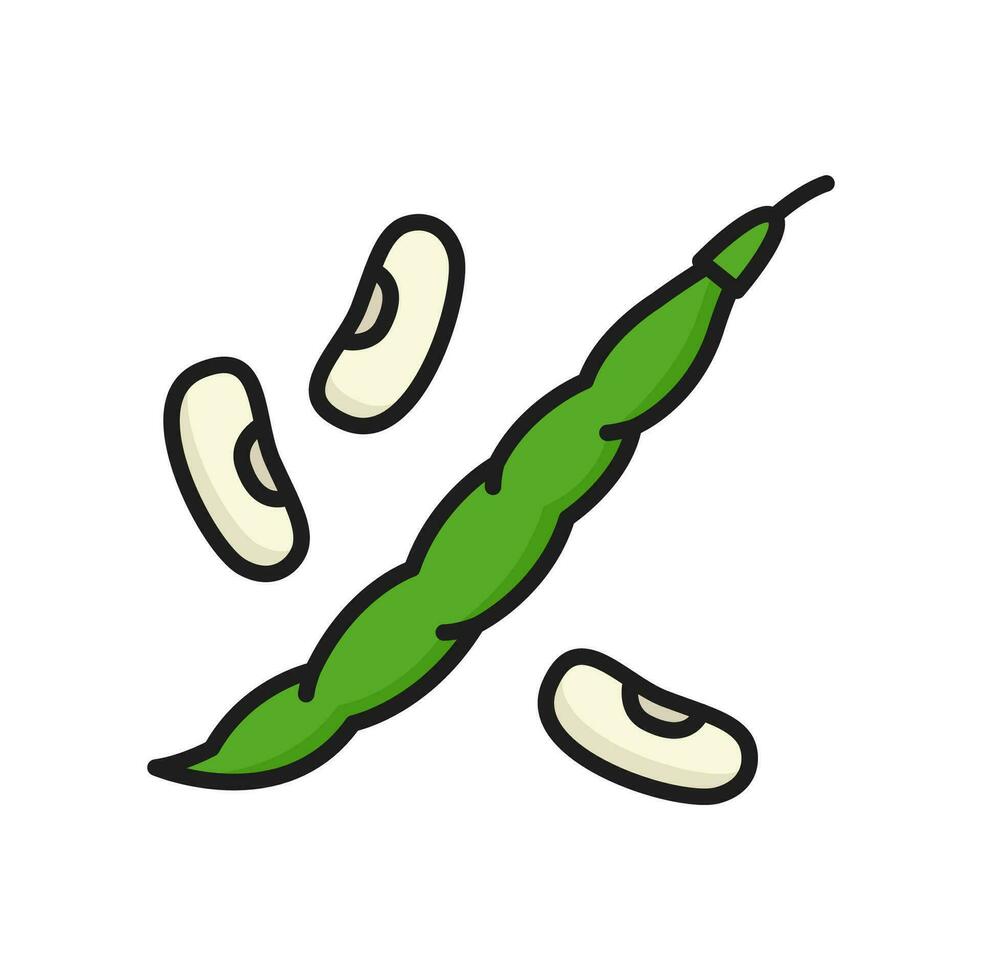 Pea pod isolated legume bean raw food line icon vector