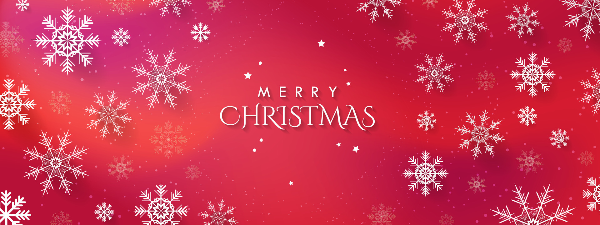 Merry Christmas Banner on beautiful red gradient background with 3d