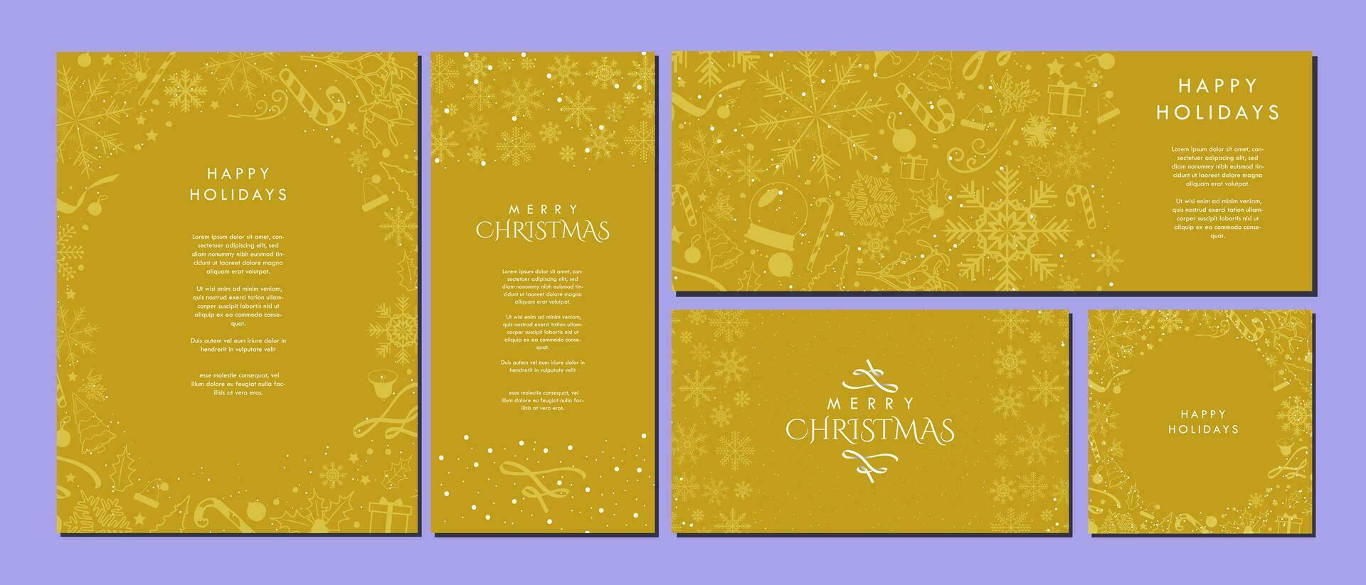 Set of Orange Yellow Christmas-themed Background design templates for posters, greeting cards, social media, stories, banners. Christmas element and patterns. Editable Vector Illustration. EPS 10.