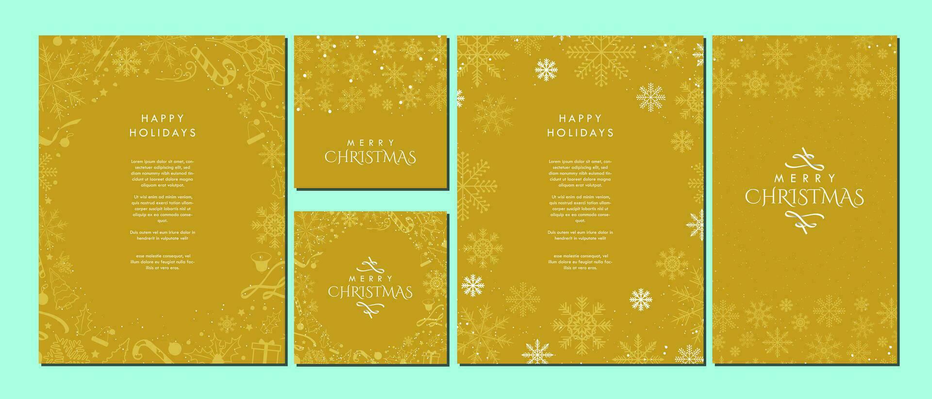 Set of Orange Yellow Christmas-themed Background design templates for posters, greeting cards, social media, stories, layouts. Christmas element and patterns. Editable Vector Illustration. EPS 10.