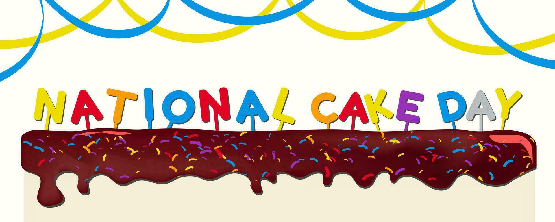 Horizontal National Cake Day Banner. National Cake Day lettering cake toppers. Celebrated on November 26. Minimalist. Vector Illustration. EPS 10.
