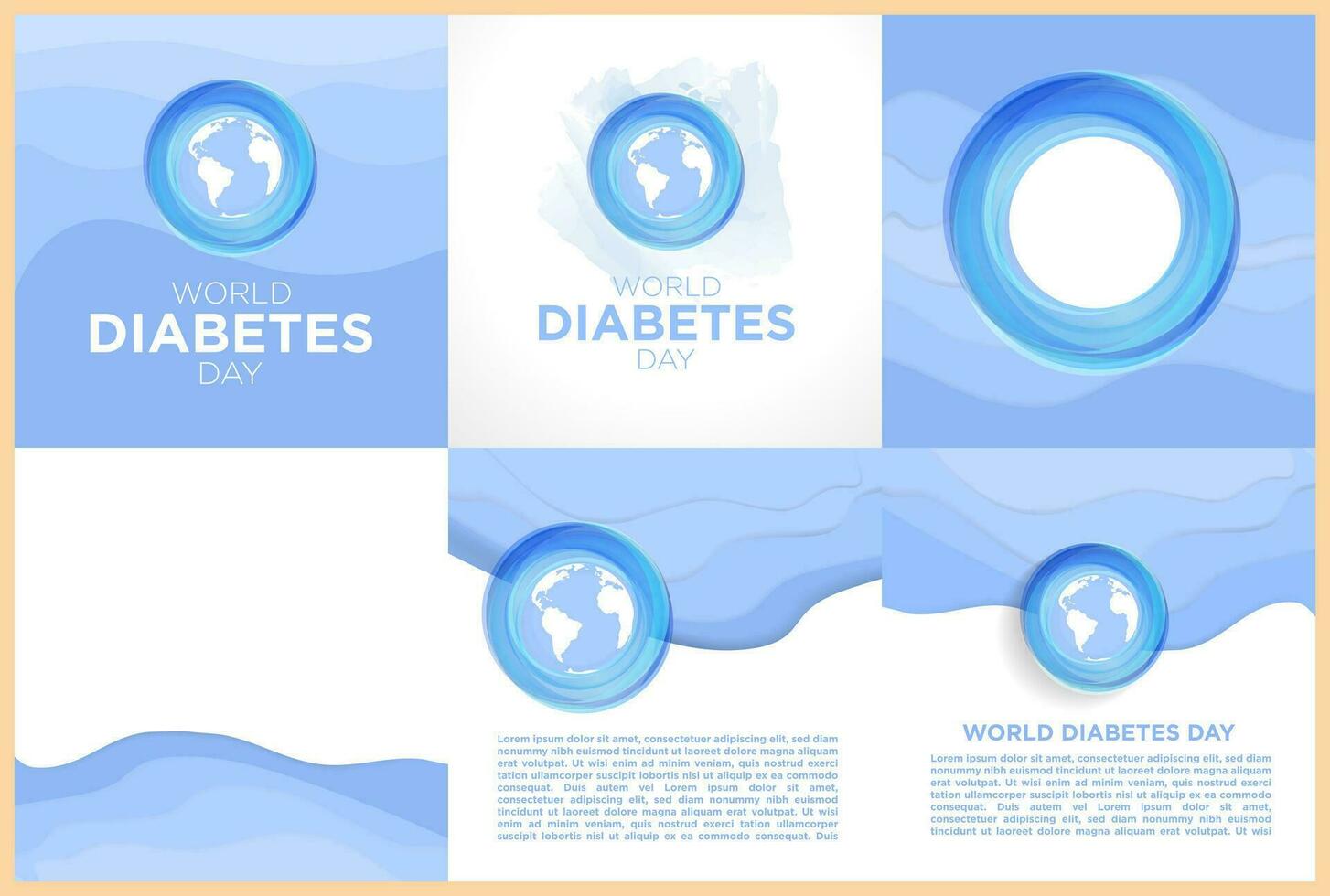 conjunto de mundo diabetes día tarjeta carteles y plantillas con Copiar espacio, celebrado noviembre 14 vector ilustración. eps 10