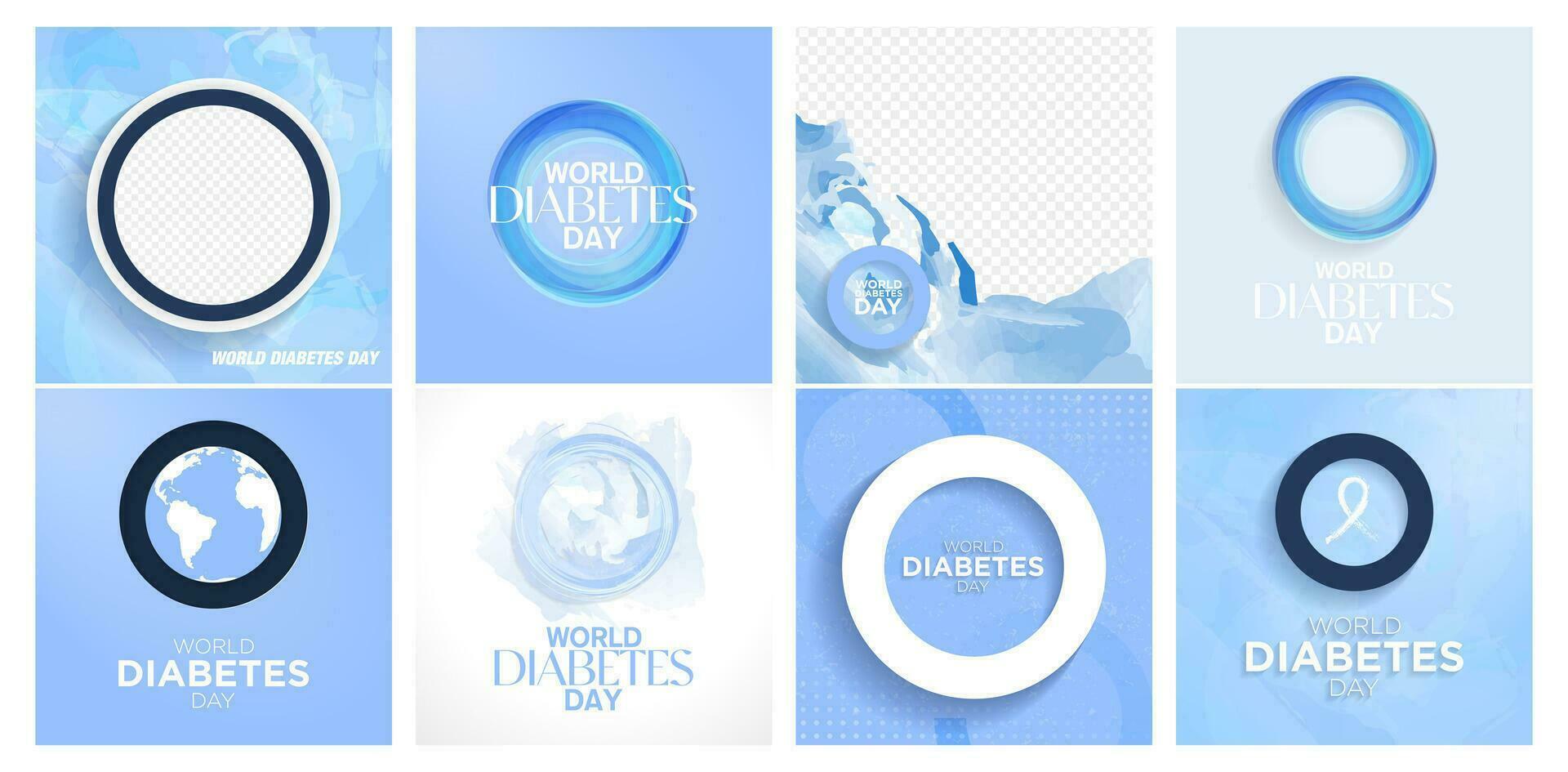 Set of Creative World Diabetes Day Greeting Cards and Illustration Templates, celebrated on November 14. Diabetes Day concept square card posters and layouts. Vector Illustration. EPS 10.