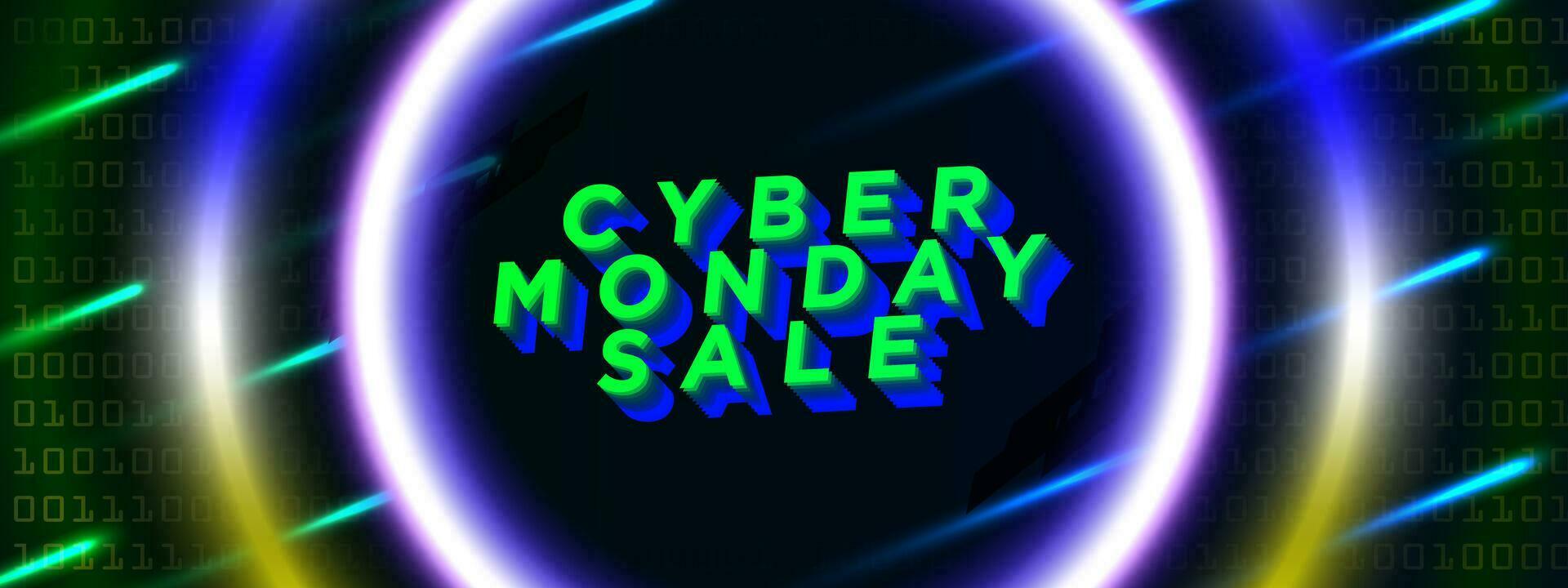 Cyber Monday Sale Banner with glowing multicolored rings. Vector Illustration. EPS 10.