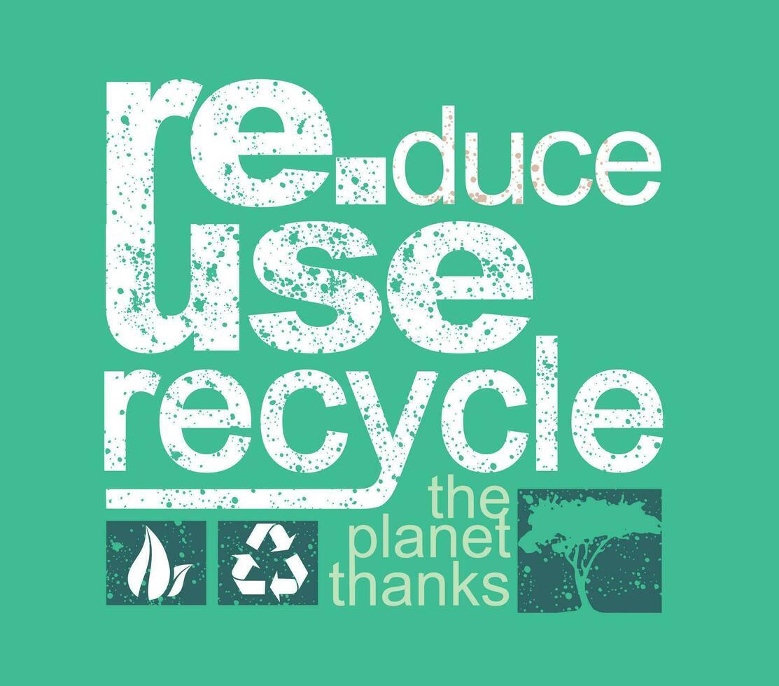 Vector illustration of emblem with lettering related to planet preservation and ecology. Art for poster, prints, banners and etc.