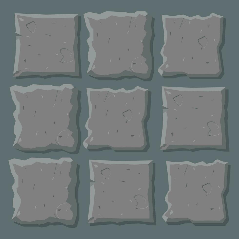 a set of stone tiles with different shapes vector