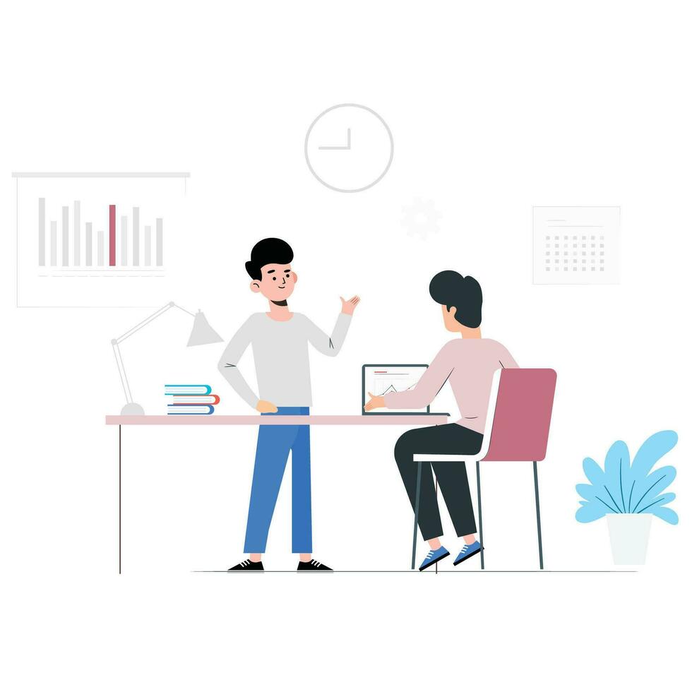 team working with schedule vector