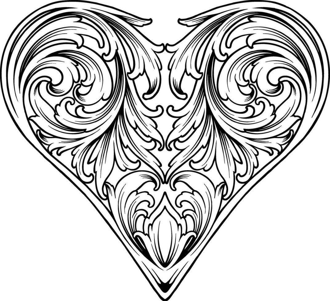 Vintage inspired engraved flowers heart shaped monochrome  vector illustrations for your work logo, merchandise t-shirt, stickers and label designs, poster, greeting cards advertising business