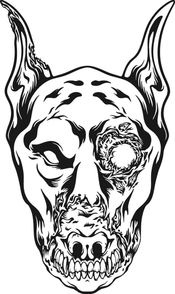 Howling horror dog head scary monster silhouette  vector illustrations for your work logo, merchandise t-shirt, stickers and label designs, poster, greeting cards advertising business company