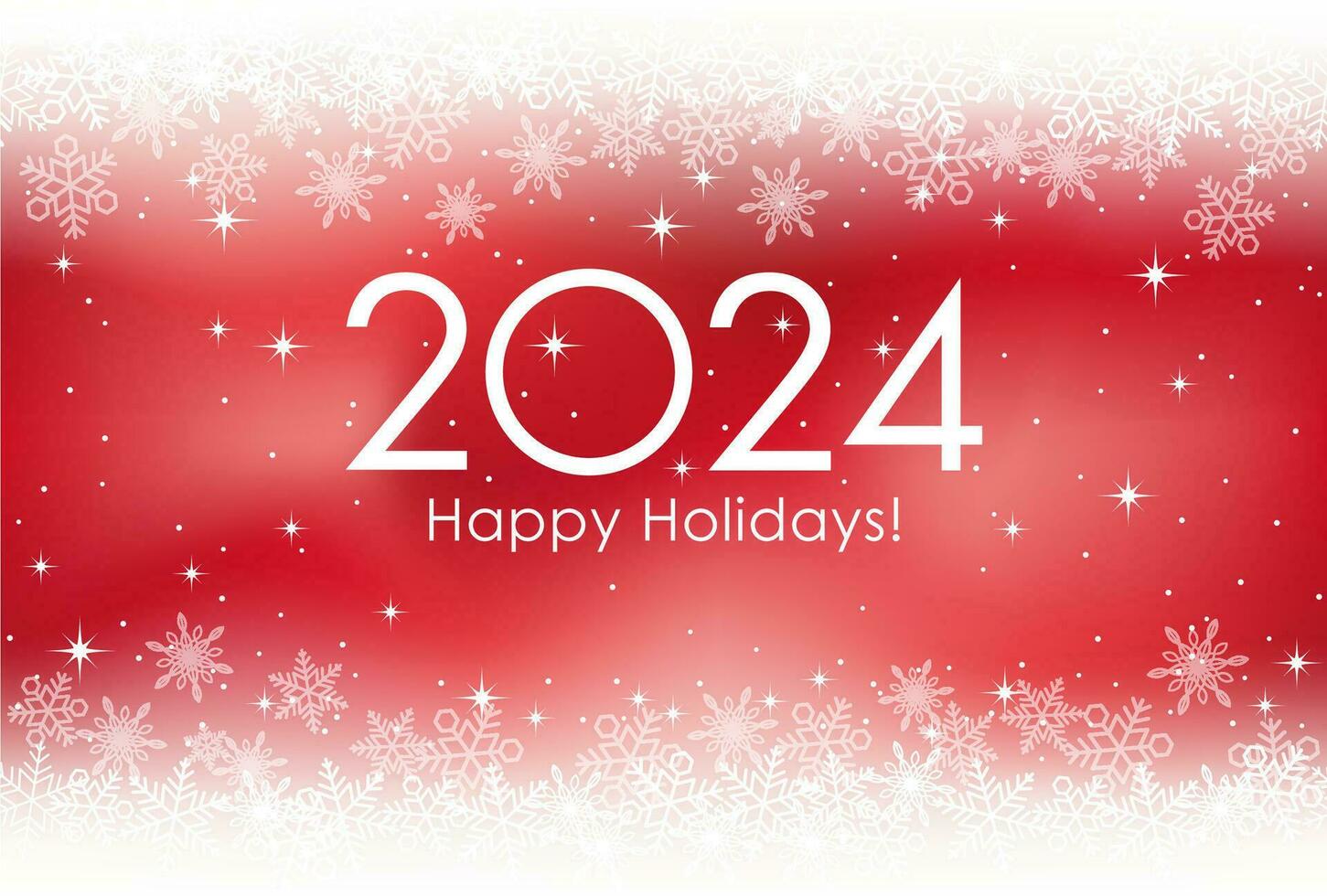 2024 Navidad y nuevo años saludo tarjeta con copos de nieve en un rojo antecedentes. vector ilustración.