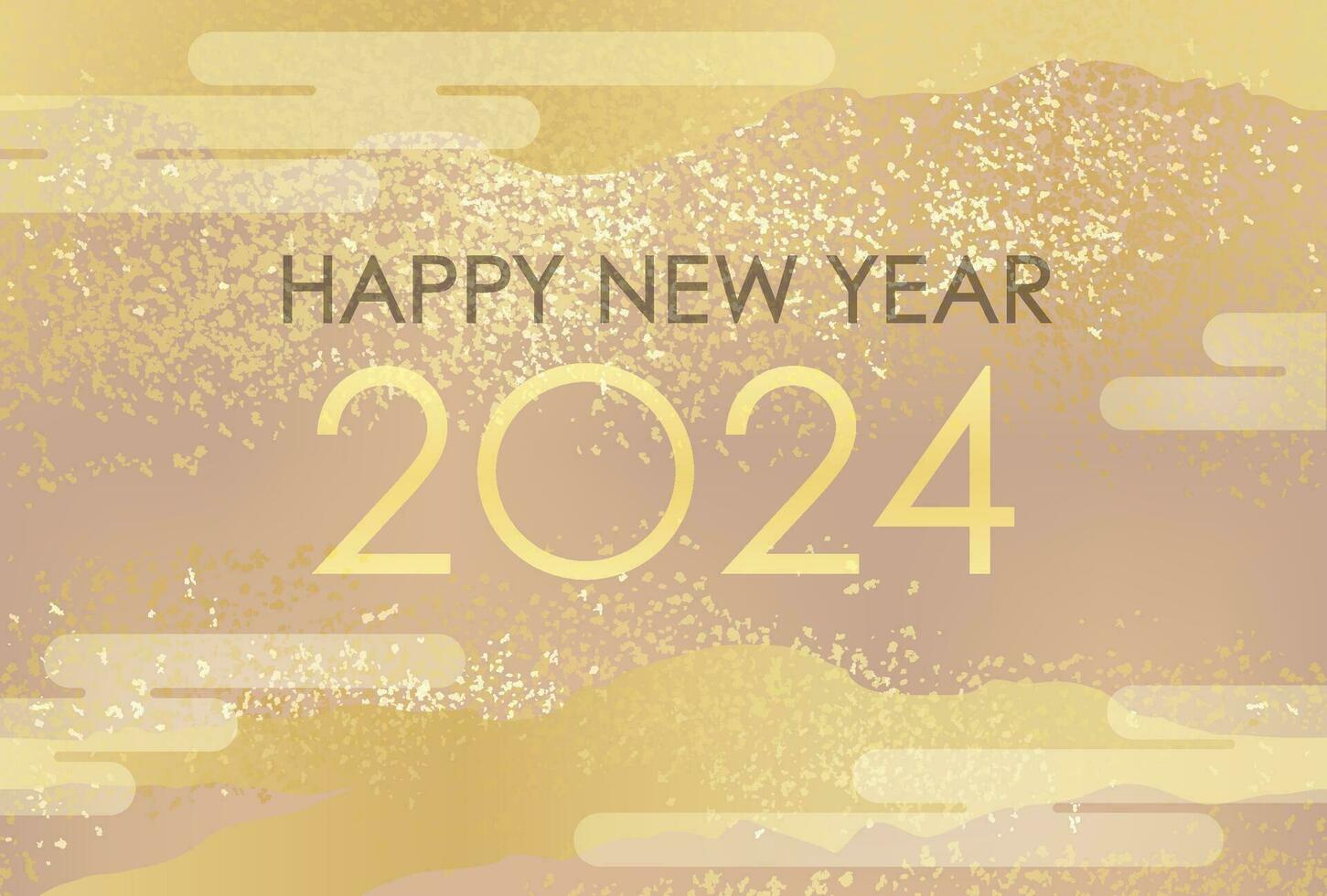 The Year 2024 Vector New Year Card Template With Text Space Decorated With Abstract Japanese Vintage Patterns.