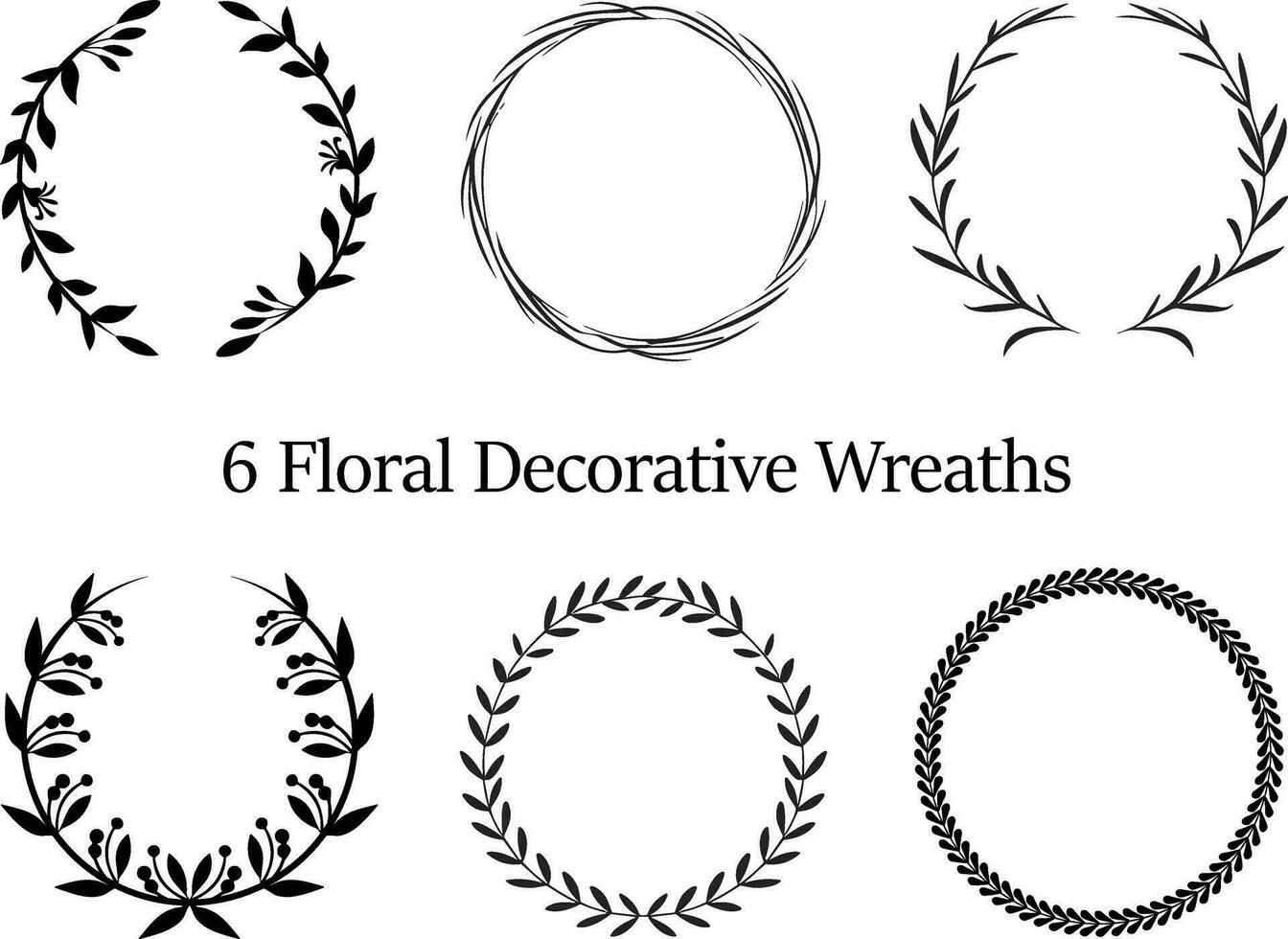 Leaves Line Art Pattern Border, for Garden Circle Wreaths Ornamental Outline vector