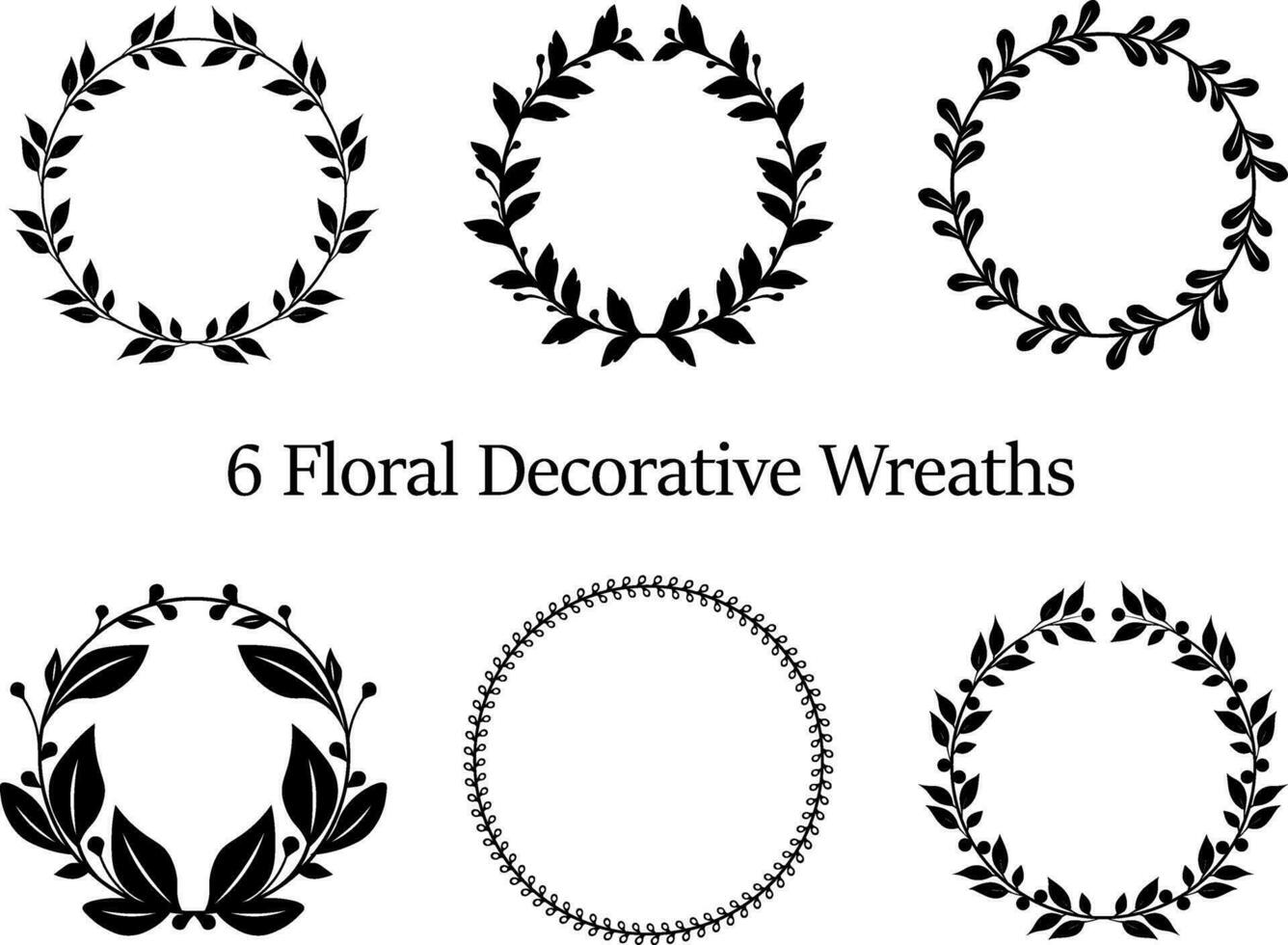 Leaves Line Art Pattern Border, for Garden Circle Wreaths Ornamental Outline vector