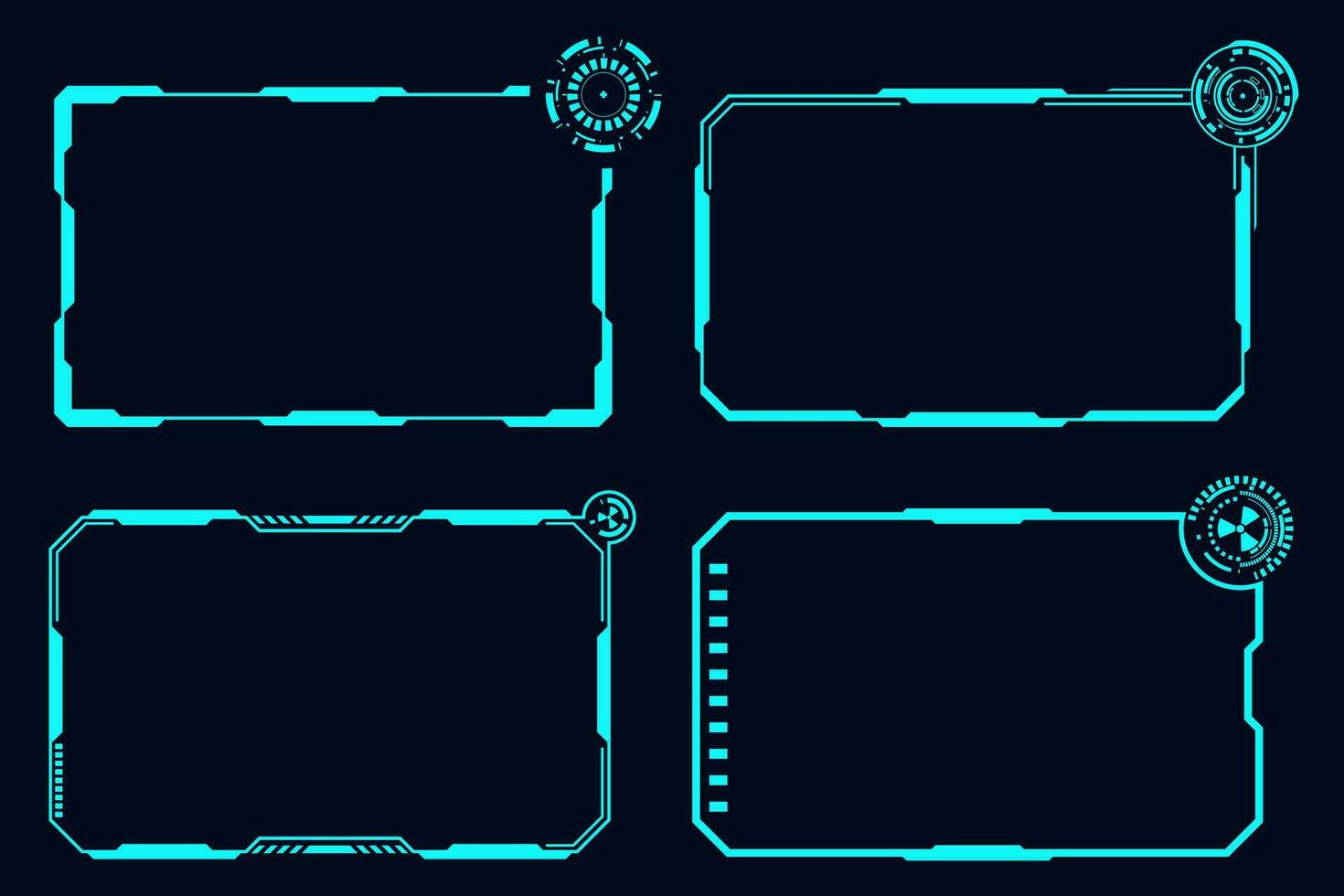 Vector futuristic set hi tech frame element. Technology HUD sci-fi square shape.