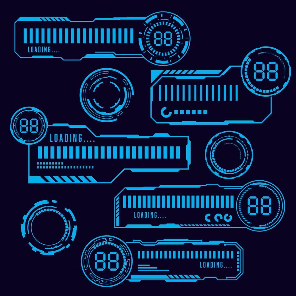 vector conjunto de cargando Progreso marco hud tecnología futurista.