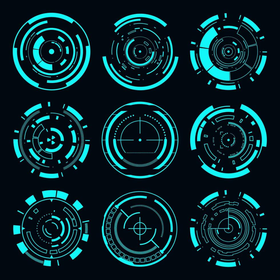 Vector set sci fi frame user interface element. Technology futuristic abstract HUD.