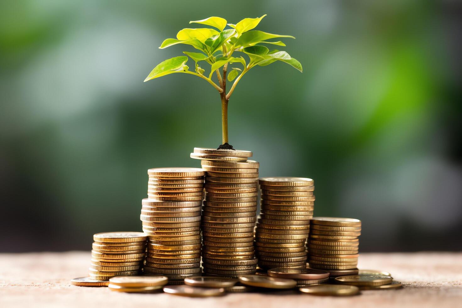 Business growth with a growing tree on a coin. Showing financial developments. Financial planning concept by photo