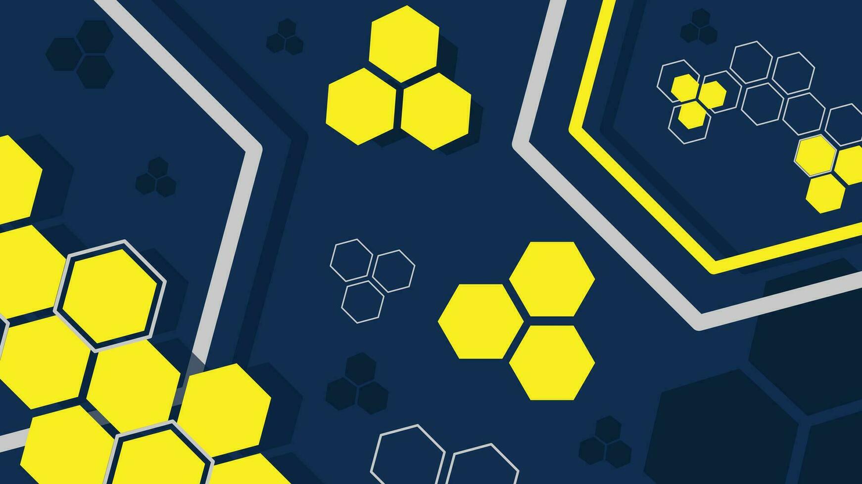 4k ultra alto definición resumen fondo, moderno hexagonal formas, oscuro azul amarillo. utilizar para decoración, ilustración, fondo, fondo de pantalla. vector