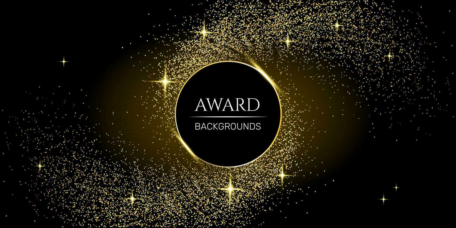 Award ceremony luxurious vector background with golden sparkles and stars.