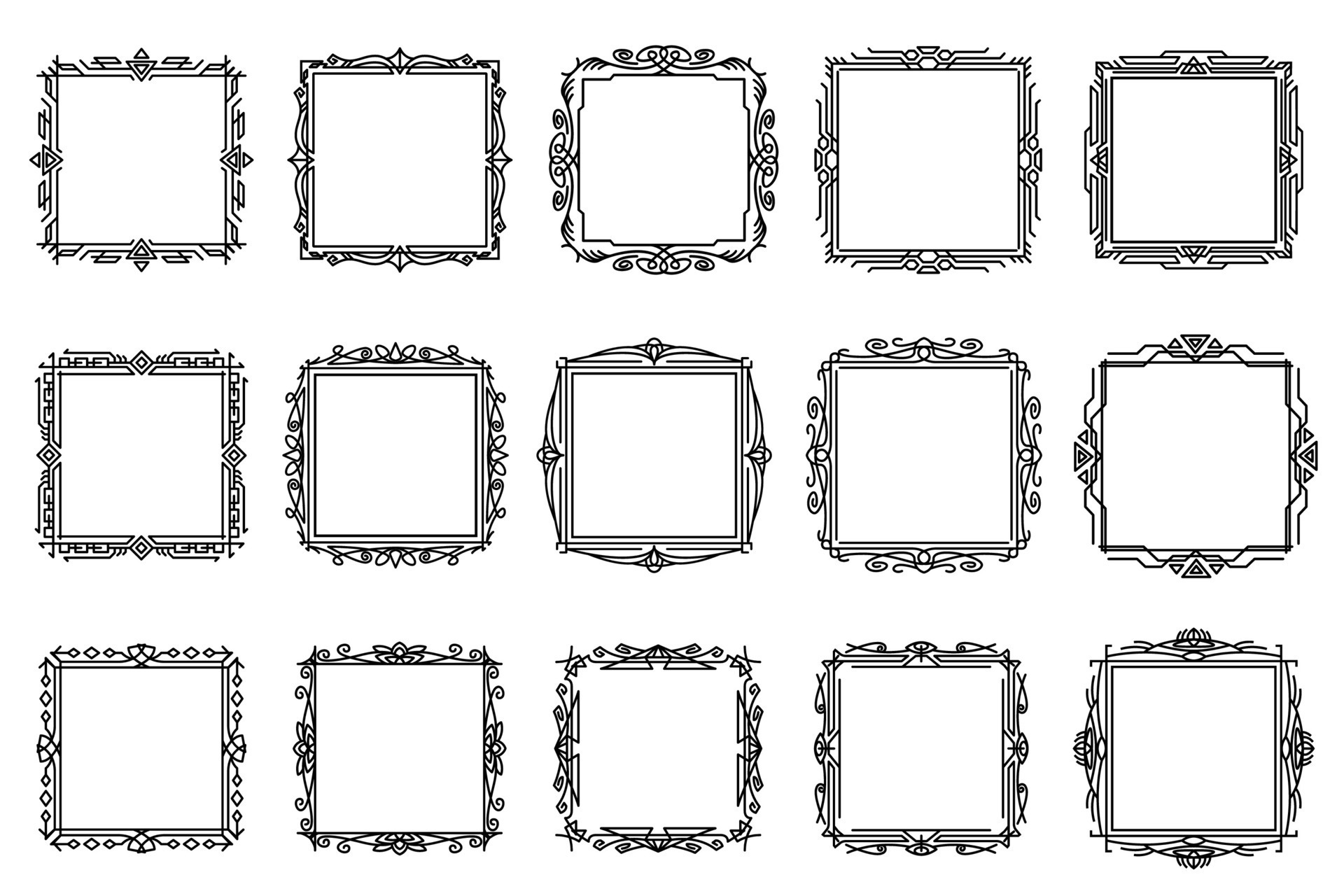 Vintage Style Ornate Square Frames Abstract Square Frames With Black Vintage Style Ornate Square Frames Abstract Square Frames With Black