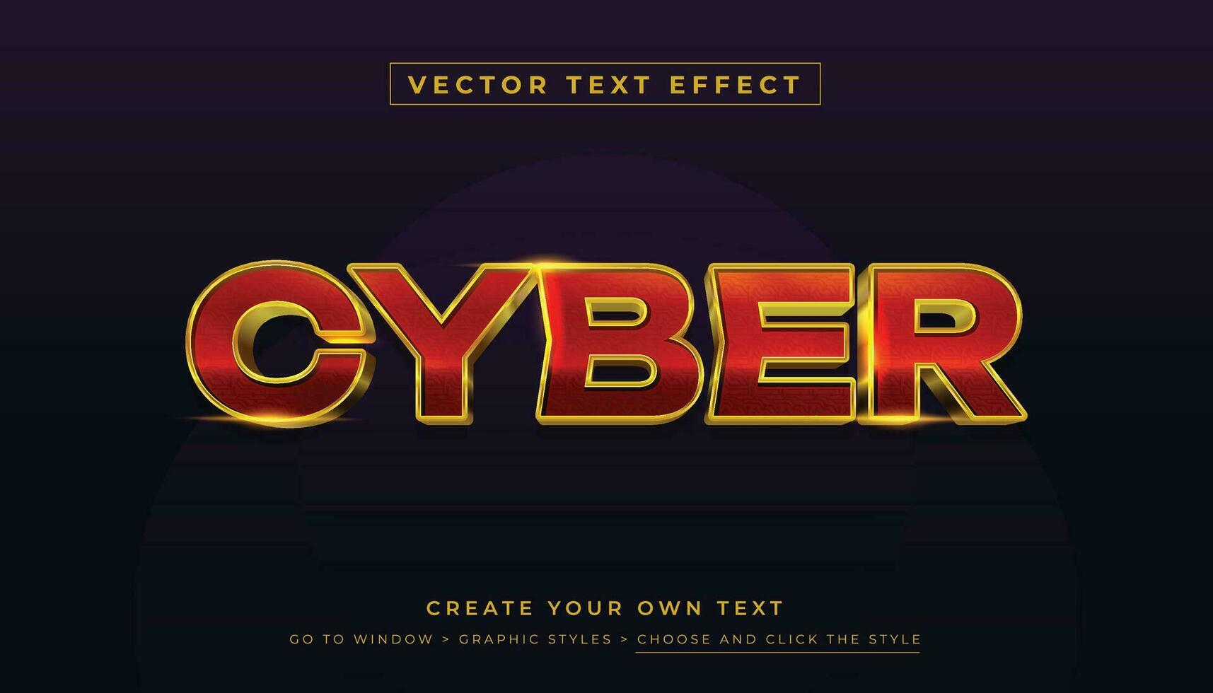 Vector editable 3D gold red text effect. Cyber technology typography graphic style