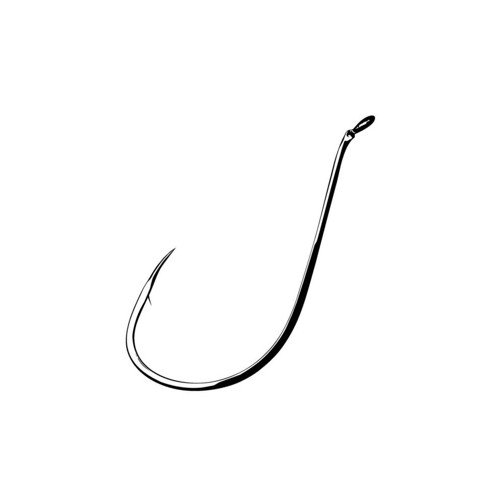 Fish Hook Silhouette for Art Illustration, Icon, Symbol, Apps