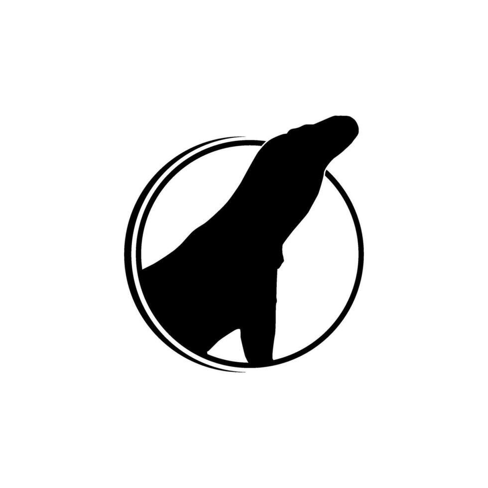 The Komodo Dragon in the Circle Shape for Logo Type, Art Illustration, Pictogram, Website, or Graphic Design Element. Vector Illustration