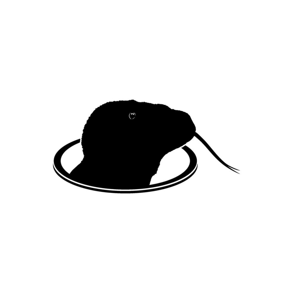 Komodo Dragon Arise from Hole Circle for Logo Type, Art Illustration, Pictogram, Website, or Graphic Design Element. Vector Illustration