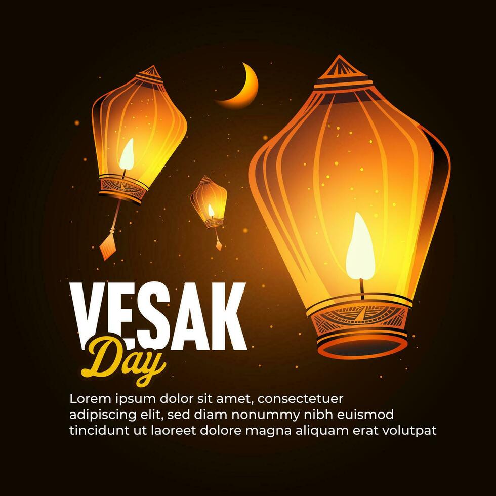 Vesak day illustration for social media post design template vector