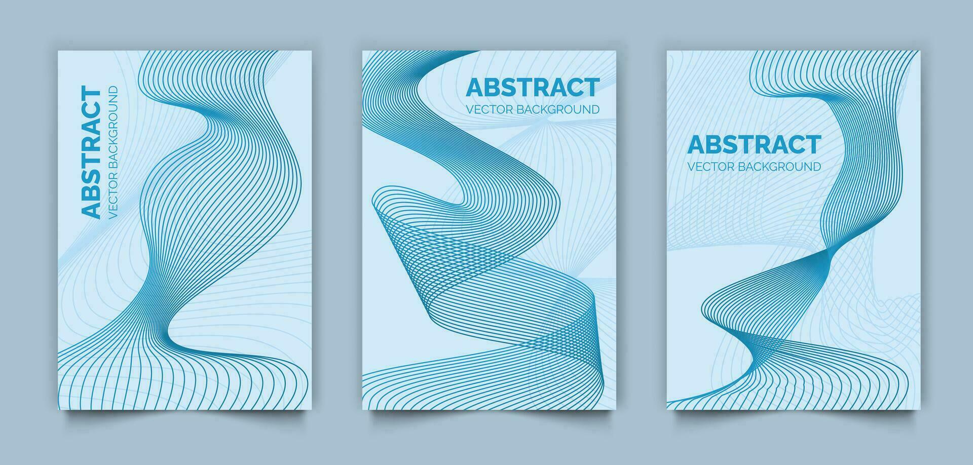 Set of abstract modern book covers design, blue lines vector background, minimal template design for cover or web