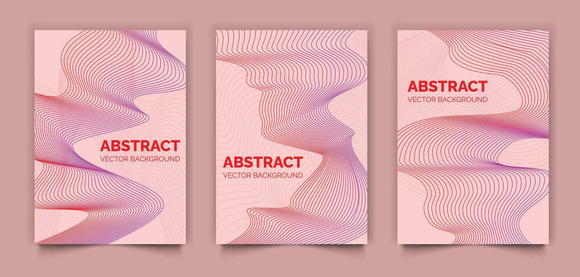 Set of abstract modern book covers design, red lines vector background, minimal template design for cover or web
