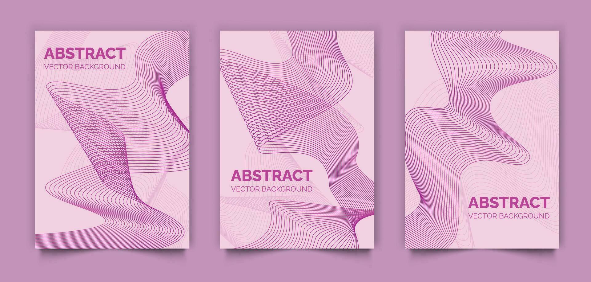 Set of abstract modern book covers design, pink lines vector background, minimal template design for cover or web