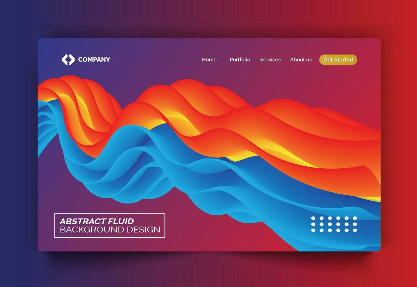 Modern innovation background design for cover, landing page, orange and blue 3d gradient fluid wave vector