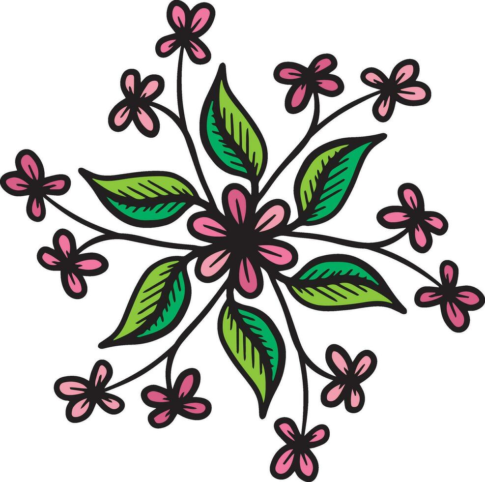 Pink flower design circular logo or profile image vector