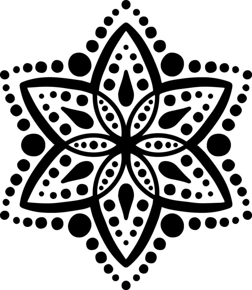 punto pintura australiano negro y blanco mandala vector