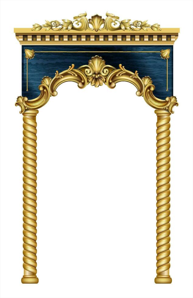 Golden luxury classic arch portal with columns vector
