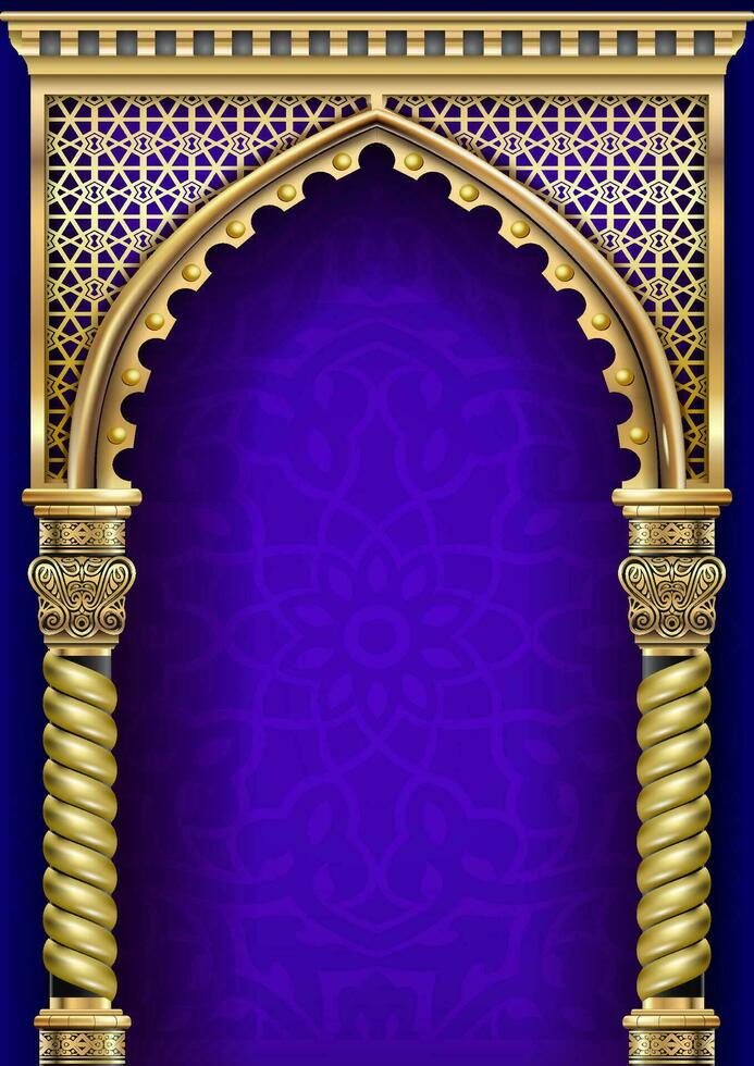Golden luxury classic arch portal with columns vector