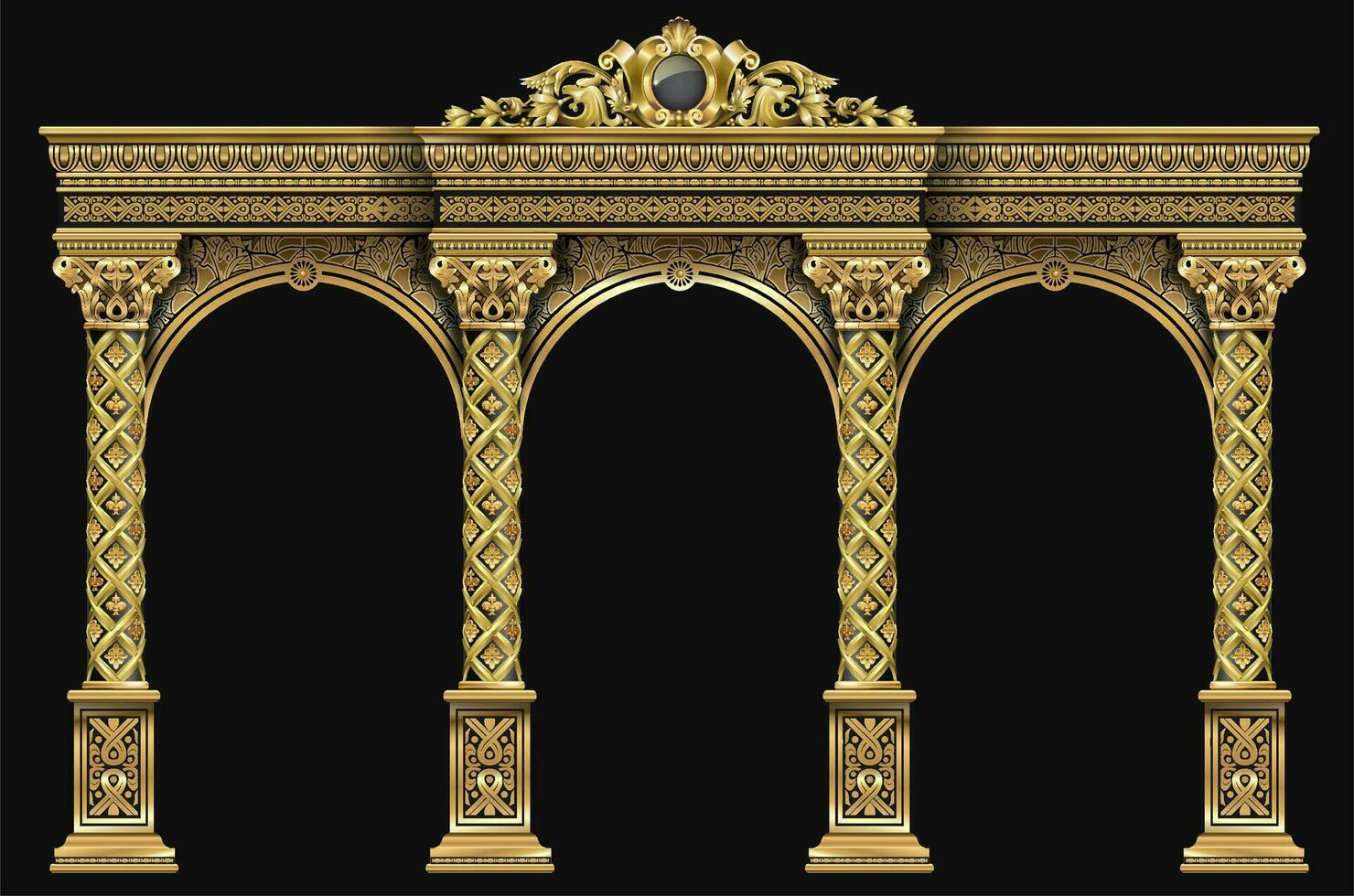 Golden luxury classic arch portal with columns vector