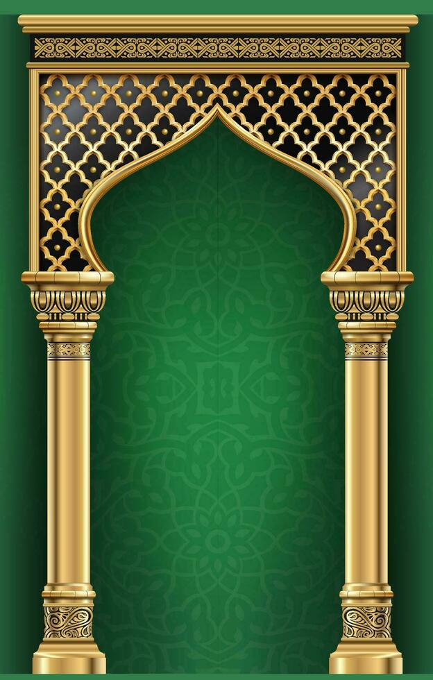 Golden luxury classic arch portal with columns vector